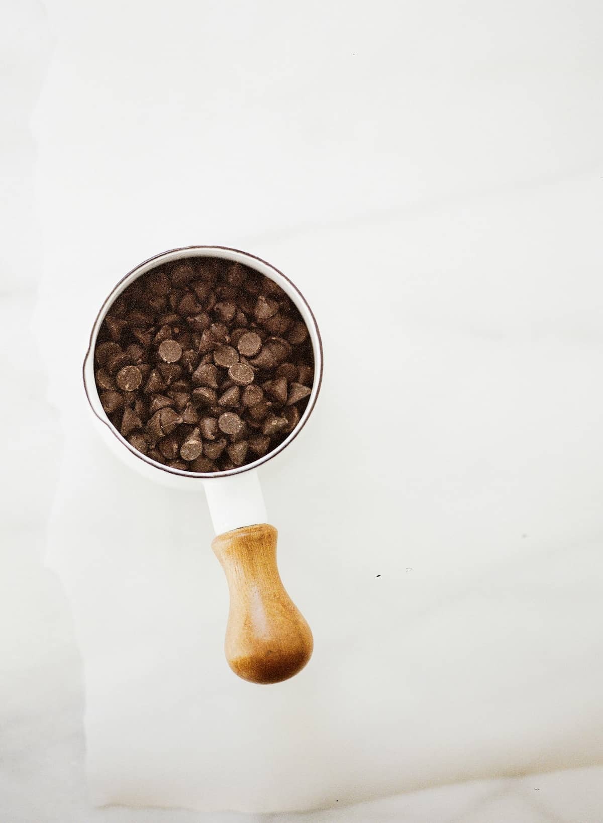 Chocolate chips compound in a pot