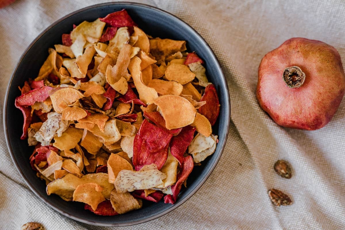 Dehydrated dried fruit in a bowl