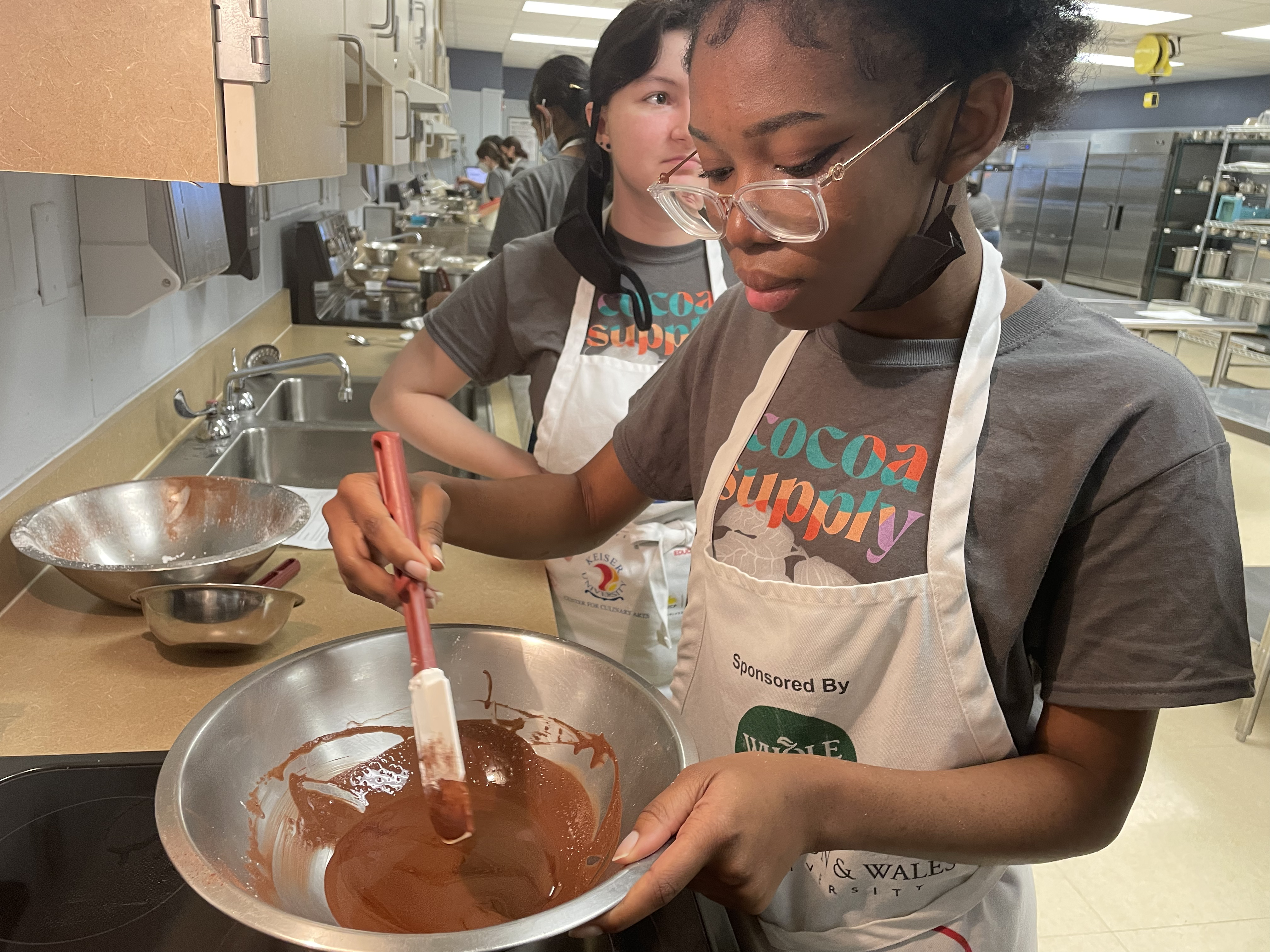 Girl making chocolate